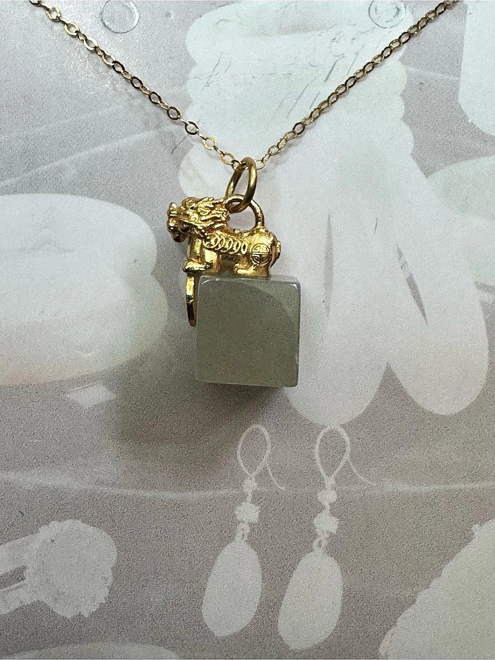 Jade & Vermeil Necklace - Picture 4 of 5